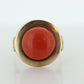 8k Large Round Orange CORAL ring. 8k Bubble Coral Cabochon bezel set Dome statement ring. St(47/15)