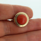 8k Large Round Orange CORAL ring. 8k Bubble Coral Cabochon bezel set Dome statement ring. St(47/15)