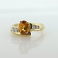 10k Citrine solitaire with Diamonds Ring. Citrine bypass statement ring. (st80/50)