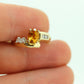 10k Citrine solitaire with Diamonds Ring. Citrine bypass statement ring. (st80/50)