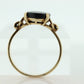 10k ONYX ring. Oval Onyx prong set victorian mourning ring. Scroll work shoulders. (st32/20)