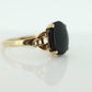 10k ONYX ring. Oval Onyx prong set victorian mourning ring. Scroll work shoulders. (st32/20)