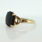 10k ONYX ring. Oval Onyx prong set victorian mourning ring. Scroll work shoulders. (st32/20)