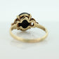 10k ONYX ring. Oval Onyx prong set victorian mourning ring. Scroll work shoulders. (st32/20)