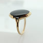 10k ONYX ring. Bezel set Slim  Oval Onyx signet ring. 1930s Vintage. Mourning ring. st(83/37)