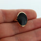 10k ONYX ring. Bezel set Slim  Oval Onyx signet ring. 1930s Vintage. Mourning ring. st(83/37)