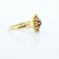 10k Victorian Claw Set RUBY and DIAMOND. Antique 10k Gold round garnet and diamond set solitaire. st(98)