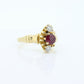 10k Victorian Claw Set RUBY and DIAMOND. Antique 10k Gold round garnet and diamond set solitaire. st(98)