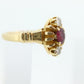 10k Victorian Claw Set RUBY and DIAMOND. Antique 10k Gold round garnet and diamond set solitaire. st(98)
