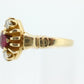 10k Victorian Claw Set RUBY and DIAMOND. Antique 10k Gold round garnet and diamond set solitaire. st(98)