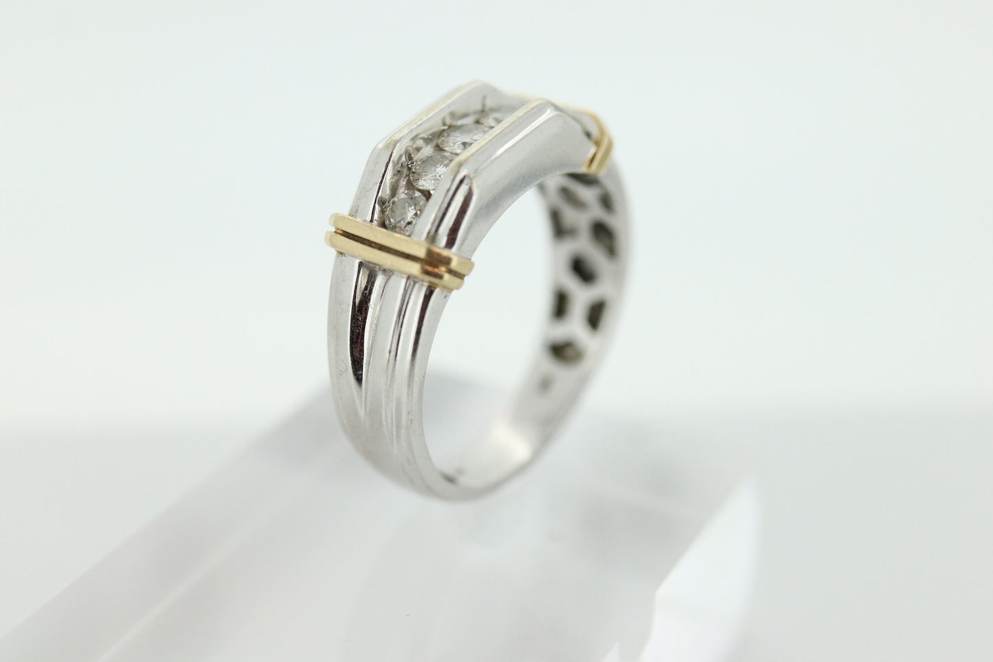 10k Diamond Channel Set Band. White Yellow Gold 5 diamond ring. Mens Ring. 0.55ctw diamonds. ST(166/75)