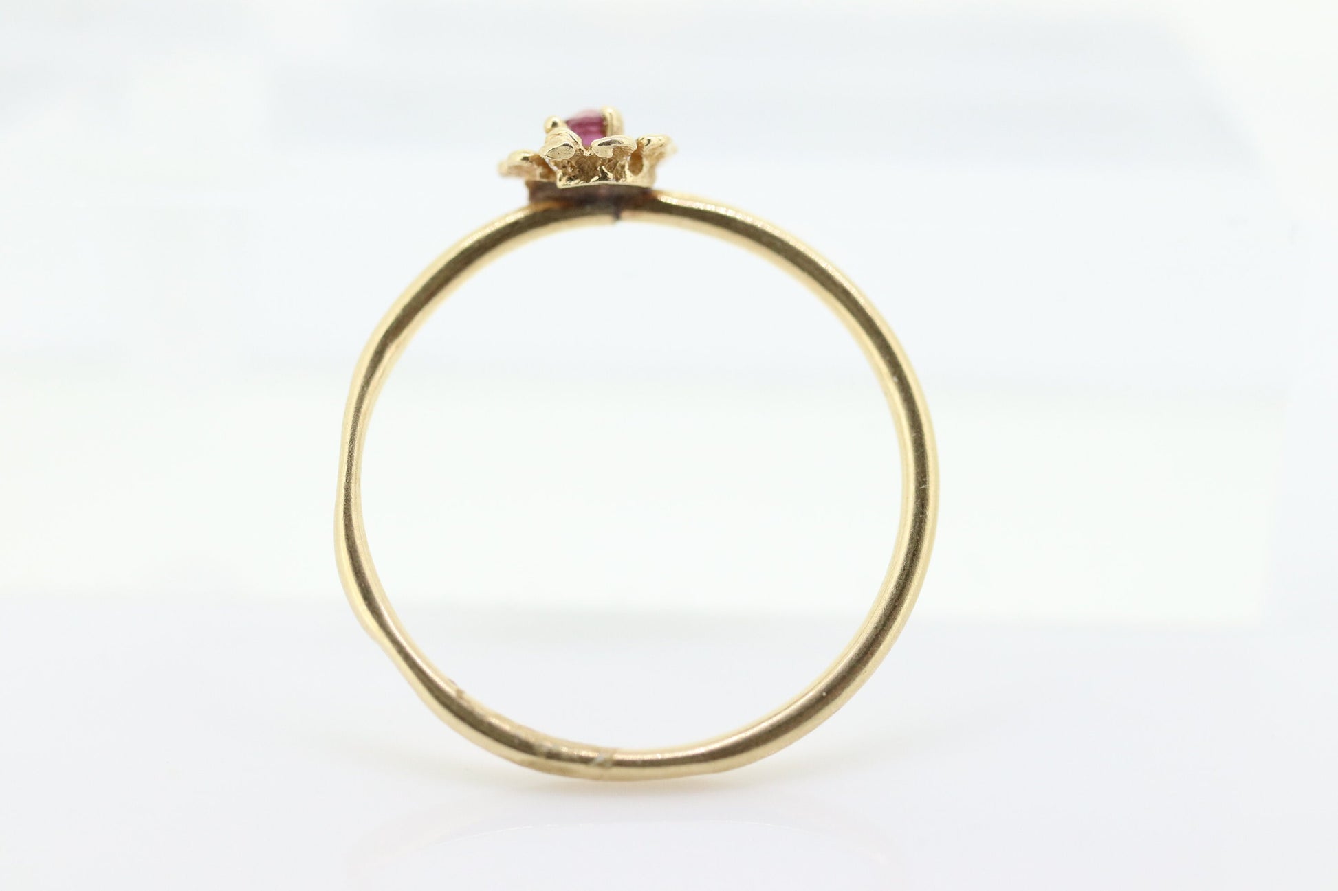 Flower Ruby Set dainty ring. Ring 14k Gold with tiny ruby. Flower Ring.Daisy flower ring. st(70)