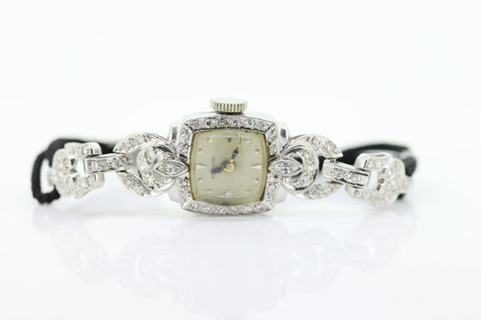 Hamilton watch. Hamilton Platinum and Diamond manual Ladies wristwatch. Platinum Diamond Cable Mechanical watch. st(425/50)