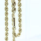 14k Rope Necklace. 14k Yellow Gold Hollow ROPE necklace. Twisted ROPE Necklace 16in 4mm wide st(308)