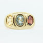 Multi-Color Gem Ring. 14k Yellow Gold ring. Bubble Garnet Citrine Topaz. Bezel set gems. st(99/11)