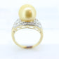 South Sea Pearl ring. 14k Gold South Sear Pearl and diamond ring. Large South Sea pearl solitaire ring. st(275/11)