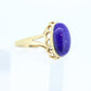 14k Lapis Lazuli  Ring. Lapis bezel set into filigree setting. Very unique. St(77/11) Sz7