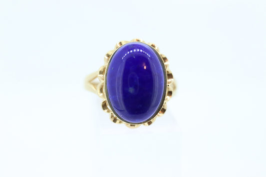 14k Lapis Lazuli  Ring. Lapis bezel set into filigree setting. Very unique. St(77/11) Sz7