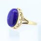 14k Lapis Lazuli  Ring. Lapis bezel set into filigree setting. Very unique. St(77/11) Sz7