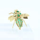 14k Bee Emerald Brooch. Bumble Bee  Honey BEE. BEE brooch. with green Emerald set brooch pin. st(115/11)