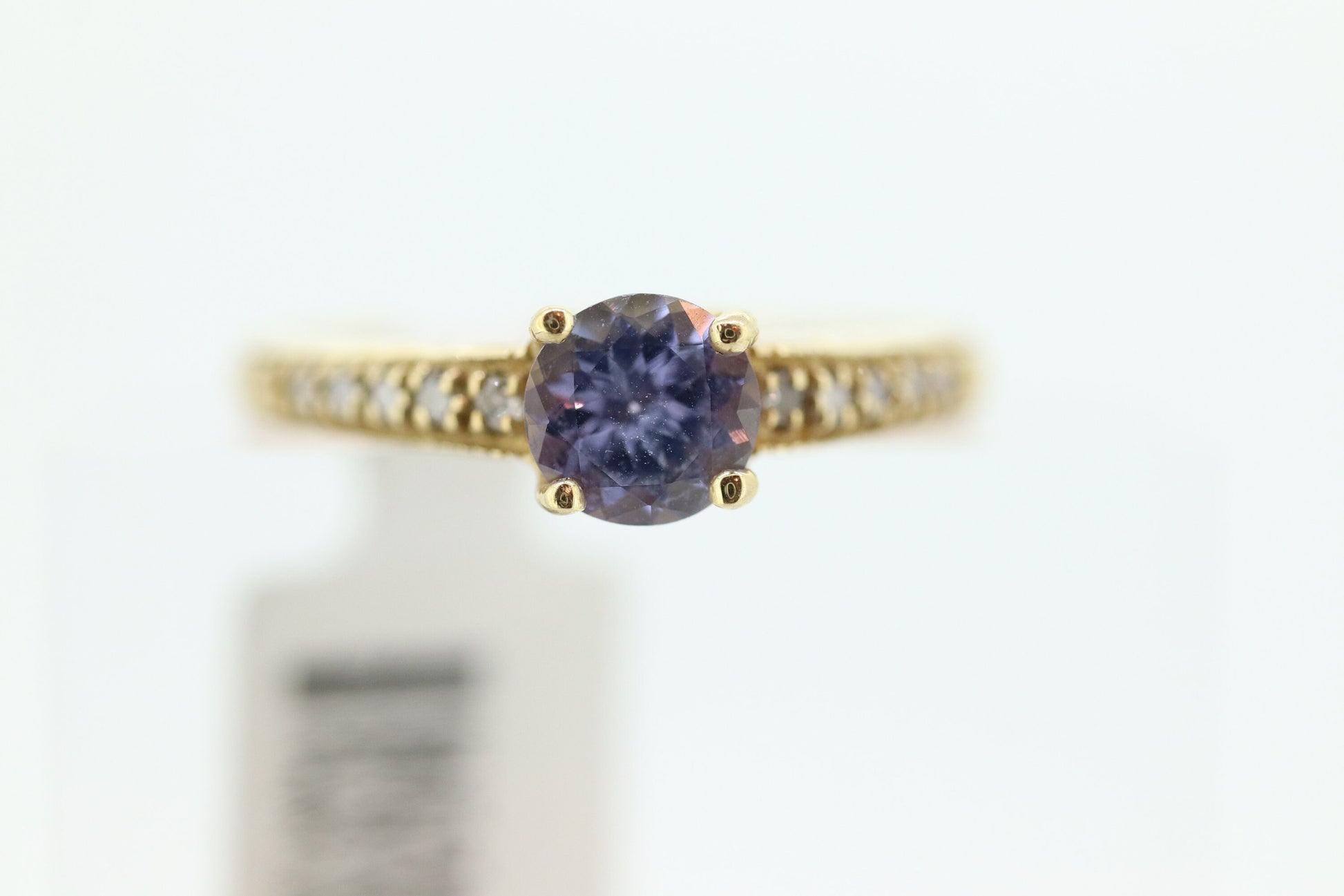 Tanzanite diamond Solitaire ring. 14k Round Tanzanite and Diamond engagement ring. Tanzanite Purple Tanzanite ring st(85/50)