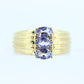 Three Tanzanite cluster ring. 14k Triple Tanzanite  oval wide ring. Tanzanite Purple Tanzanite ring Tanzanite triple st(86/50)