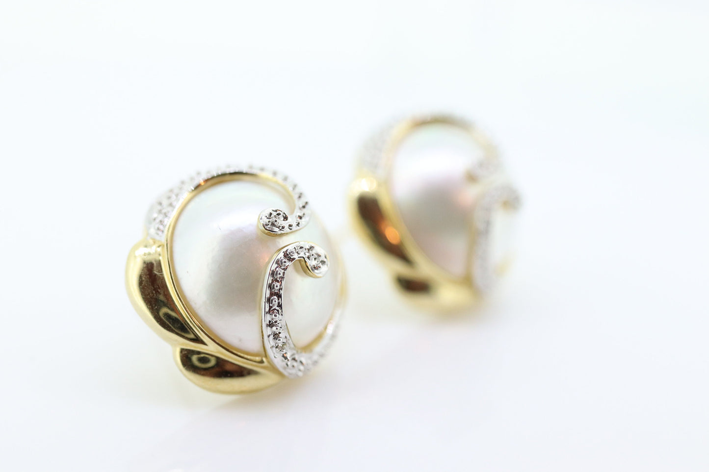 14k Large MABE Pearl Stud earrings st(71/50)