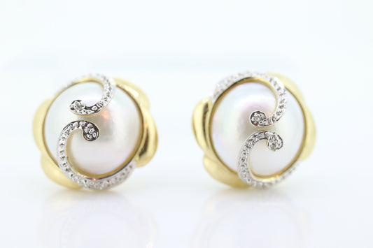 14k Large MABE Pearl Stud earrings st(71/50)