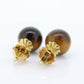 18k Natural Tigers Eye Ball stud earrings. 10mm Tiger's Eye Cat's Eye Sphere stud earring. Screw Backs st(40/11)