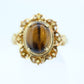 10k Tiger Eye Oval Cabochon ring. Tiger's Eye and Citrine Halo ring. St (88/11)