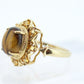 10k Tiger Eye Oval Cabochon ring. Tiger's Eye and Citrine Halo ring. St (88/11)