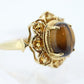 10k Tiger Eye Oval Cabochon ring. Tiger's Eye and Citrine Halo ring. St (88/11)