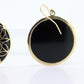 10k Filigree ONYX Medallion Earrings. 10k Gold Onyx Disk Floral Medallion Open earrings. Round Disk Medallion dangle. st(86)