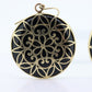 10k Filigree ONYX Medallion Earrings. 10k Gold Onyx Disk Floral Medallion Open earrings. Round Disk Medallion dangle. st(86)