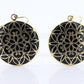 10k Filigree ONYX Medallion Earrings. 10k Gold Onyx Disk Floral Medallion Open earrings. Round Disk Medallion dangle. st(86)