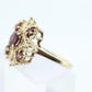 10k Garnet Flower Star Cluster ring. 10k Yellow Gold GARNET Cluster Open filigree starburst ring. st(98)