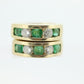 14k EMERALD and Diamond Hoop Earrings. 14k Emerald Diamond Channel Huggie Hinged Earrings st(115)
