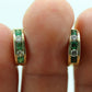 14k EMERALD and Diamond Hoop Earrings. 14k Emerald Diamond Channel Huggie Hinged Earrings st(115)