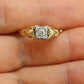 14k Art Deco Diamond ring. 14k White Yellow Gold Square cathedral Ring. Engraved Flower Blossom ring. st(84)
