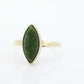 10k Green Agate Marquise Jade Jadeite ring. 10k Bezel Set marquise cabochon green jadeite ring. st(73)