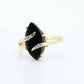 14k ONYX and diamond ring. Marquise Navette Onyx Prong set victorian mourning ring. st(136)