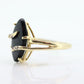 14k ONYX and diamond ring. Marquise Navette Onyx Prong set victorian mourning ring. st(136)
