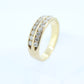 14k Double Row Diamond Wedding Band. Two row diamond channel ring eternity infinity wide band. Comfort fit. st(119)