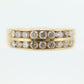 14k Double Row Diamond Wedding Band. Two row diamond channel ring eternity infinity wide band. Comfort fit. st(119)