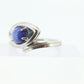 Linde Blue STAR Sapphire Solitaire  ring. 10k White gold sapphire solitaire. Blue Star Sapphire bypass ring. st(97/75