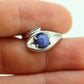 Linde Blue STAR Sapphire Solitaire  ring. 10k White gold sapphire solitaire. Blue Star Sapphire bypass ring. st(97/75
