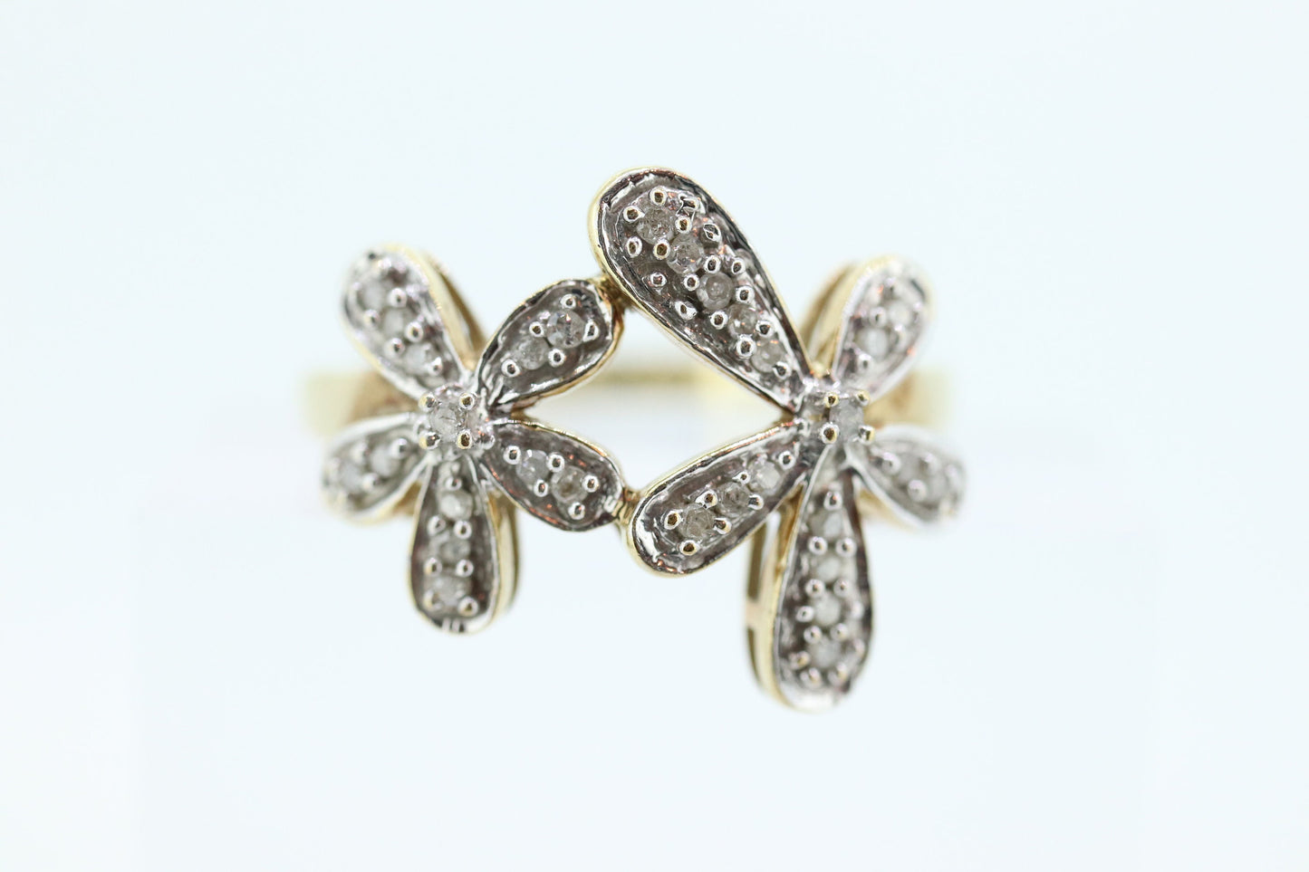 10k Flower Blossom Diamond Set Cocktail ring. Daisy Ring 10k Gold. Flower Ring. Daisy ring. st(51/74)