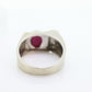 14k Star Ruby diamond ring. 14k White Gold Mens Star Ruby Cabochon signet ring. st(221/37)