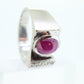 14k Star Ruby diamond ring. 14k White Gold Mens Star Ruby Cabochon signet ring. st(221/37)