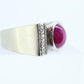 14k Star Ruby diamond ring. 14k White Gold Mens Star Ruby Cabochon signet ring. st(221/37)